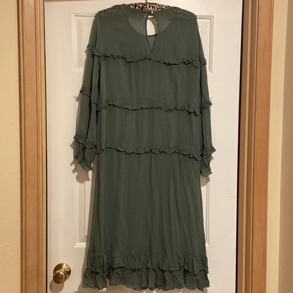 OttodAme Olive Green Dress Transparent Dress - Picture 5 of 5
